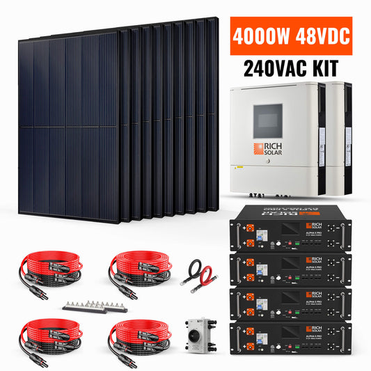 Rich Solar 4000W 48VDC 240VAC Complete Hybrid Solar Kit