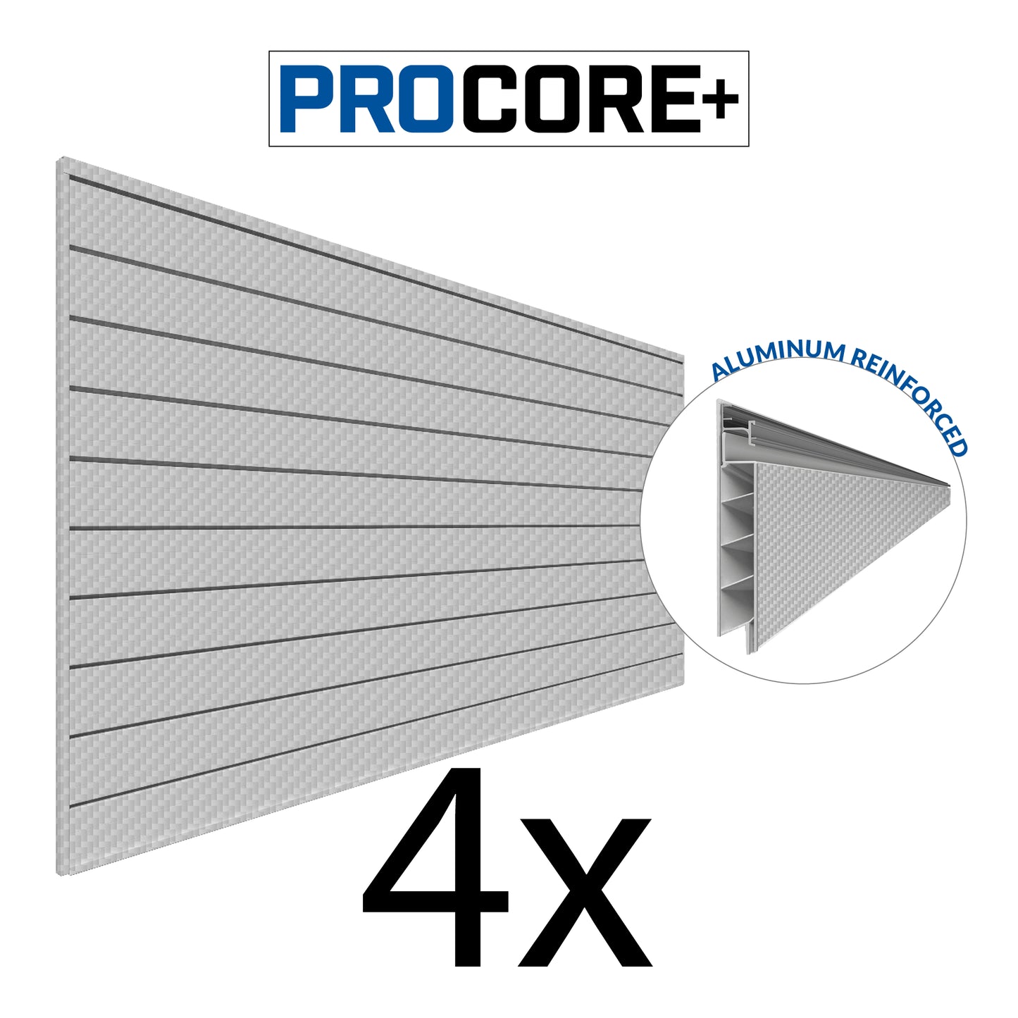 Proslat PROCORE+ Silver Gray Carbon Fiber PVC Slatwall 4 pack 87747K