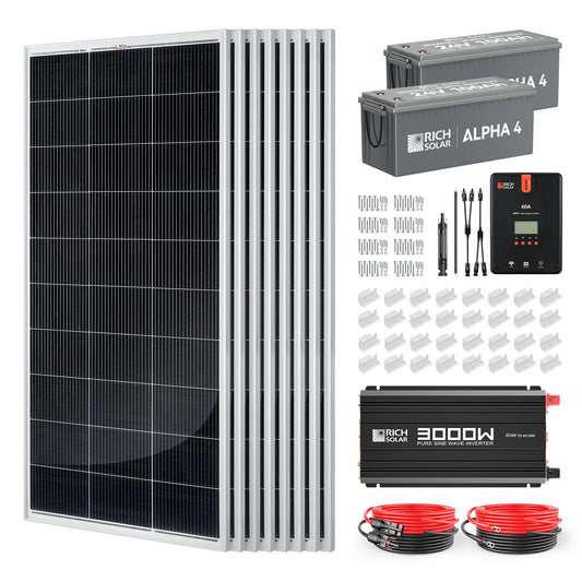 Rich Solar 1600W 24V Off-Grid Complete Solar Kit with Lithium Batteries