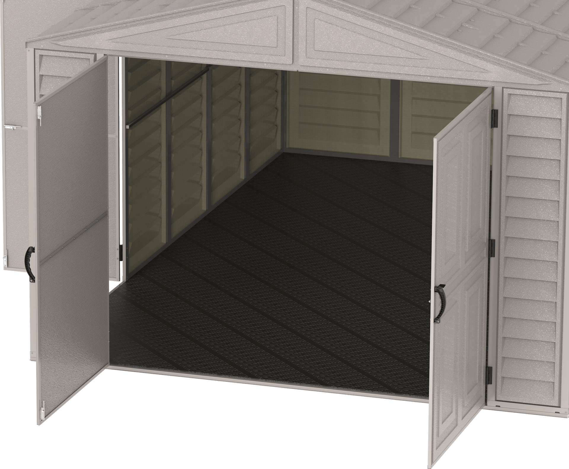 Duramax Vinyl Garage 10.5x15.5 w/ Foundation 2 Windows Floor View 15026