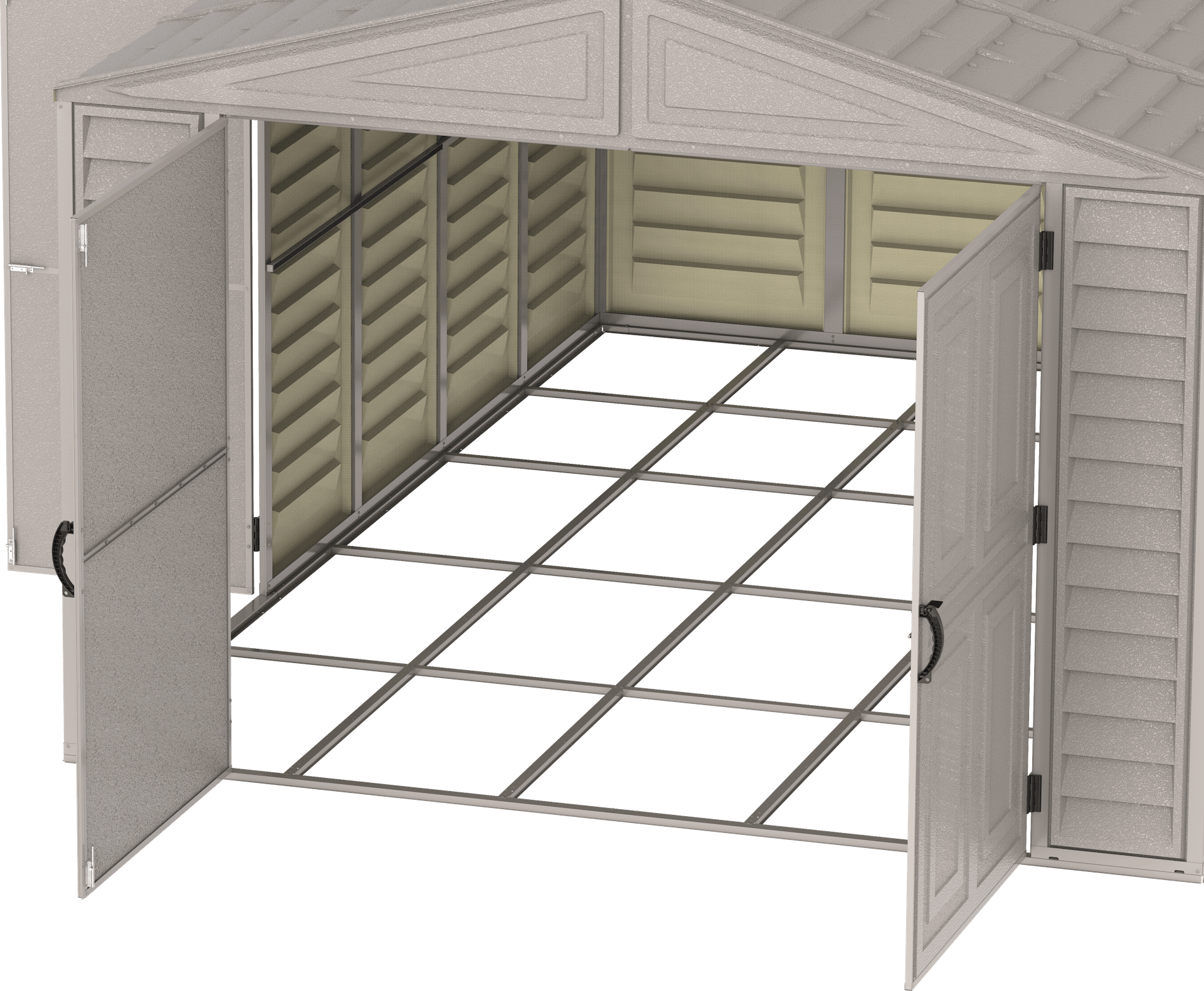 Duramax Vinyl Garage 10.5x15.5 w/ Foundation 2 Windows Floor Details 15026