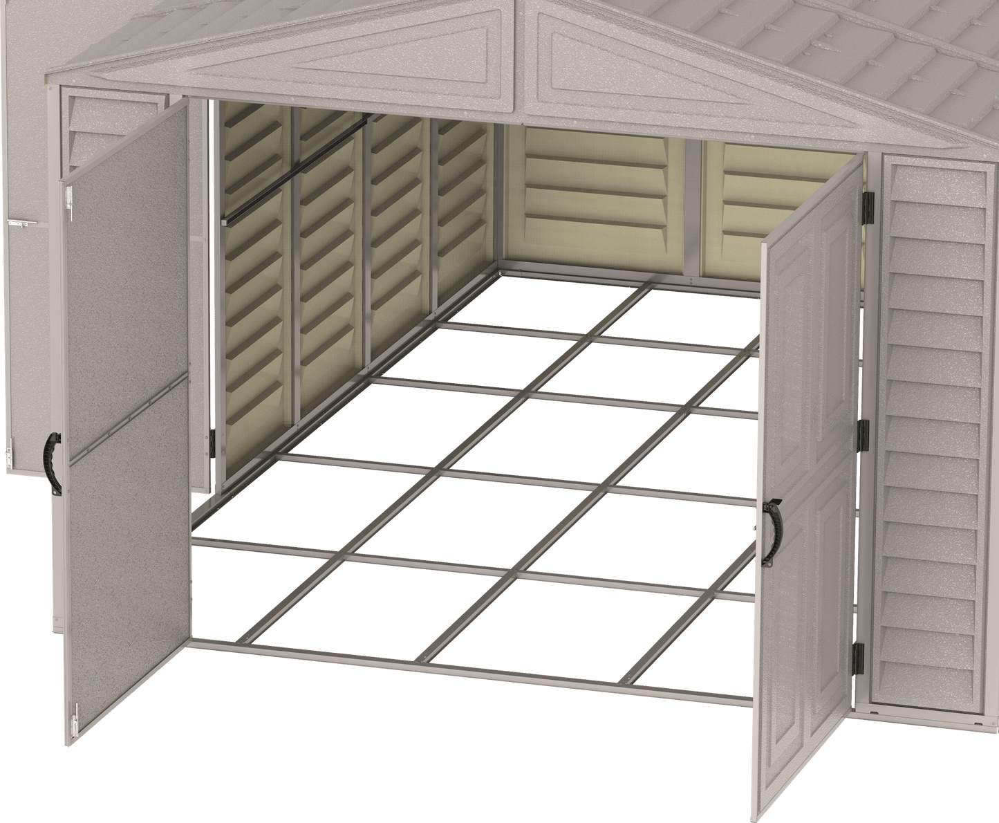 Duramax Vinyl Garage 10.5x15.5 w/ Foundation 2 Windows Floor Details 15026