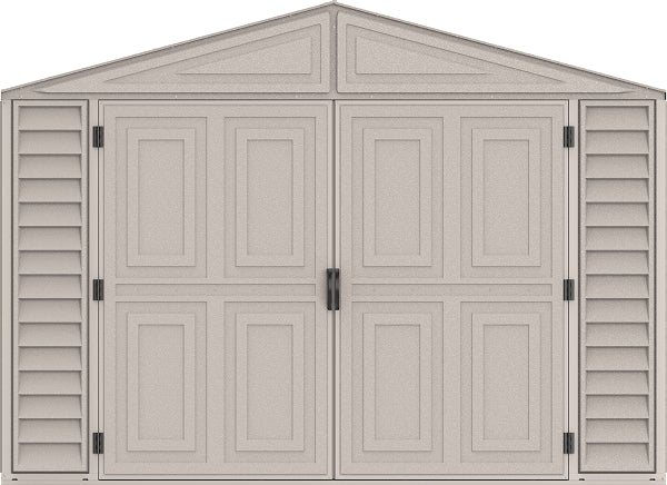 Duramax Vinyl Garage 10.5x31 w/ Foundation 2 Windows 15626 Front Door View