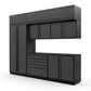 Proslat FusionPlus 10 ft MAX cabinet set with overheads in Traffic Gray with Black handles and a Powder Coated worktop