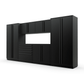 Proslat FusionPlus 13 ft MAX garage cabinet set in Black with Black handles and a Powder Coated worktop