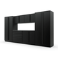 Proslat FusionPlus 13 ft MAX garage cabinet set in Black with Black handles and a Stainless Steel worktop