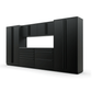 Proslat FusionPlus 13 ft TOOL garage cabinet set in Black with Black handles and a Stainless Steel worktop