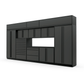 Proslat FusionPlus 16 ft TOOL garage cabinet set with overheads in Traffic Gray with Black handles and a Powder Coated worktop
