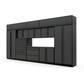 Proslat FusionPlus 16 ft TOOL garage cabinet set with overheads in Traffic Gray with Black handles and a Stainless Steel worktop
