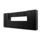 Proslat FusionPlus 16 ft MAX garage cabinet set in Black with Black handles and a Stainless Steel worktop