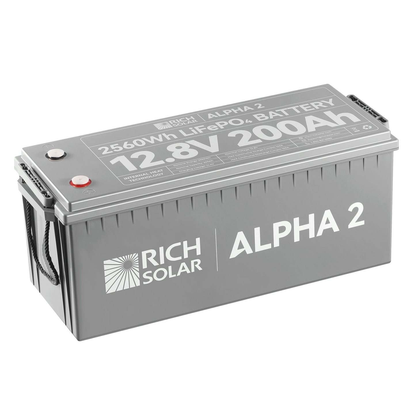 RICH SOLAR Alpha 2 12V 200Ah LiFePO4 Lithium Iron Phosphate Battery (2560Wh)