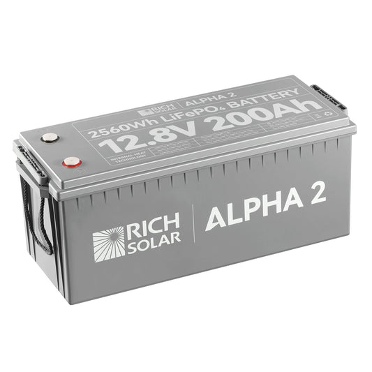 RICH SOLAR Alpha 2 12V 200Ah LiFePO4 Lithium Iron Phosphate Battery (2560Wh)