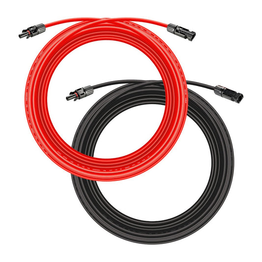10 Gauge Solar Panel Extension Cable Wire Pair with Male/Female Connectors