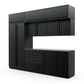 Proslat FusionPlus 10 ft MAX cabinet set with overheads in Black with Black handles and a Stainless Steel worktop