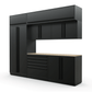 Proslat FusionPlus 10 ft MAX cabinet set with overheads in Black with Black handles and a Maple Wood worktop