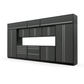 Proslat FusionPlus 16 ft MAX garage cabinet set with overheads in Traffic Gray with Silver handles and a Stainless Steel worktop