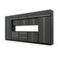 Proslat FusionPlus 16 ft MAX garage cabinet set with overheads in Traffic Gray with Silver handles and a Powder Coated worktop
