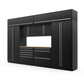 Proslat FusionPlus 13 ft TOOL garage cabinet set with overheads in Black with Silver handles and a Maple Wood worktop