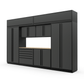Proslat FusionPlus 13 ft MAX cabinet set with overheads in Traffic Gray with Black handles and a Maple Wood worktop