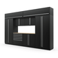 Proslat FusionPlus 13 ft MAX cabinet set with overheads in Black with Silver handles and a Maple Wood worktop