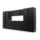 Proslat FusionPlus 13 ft TOOL garage cabinet set in Black with Black handles and a Maple Wood worktop