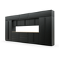 Proslat FusionPlus 16 ft MAX garage cabinet set with overheads in Black with Black handles and a Maple Wood worktop