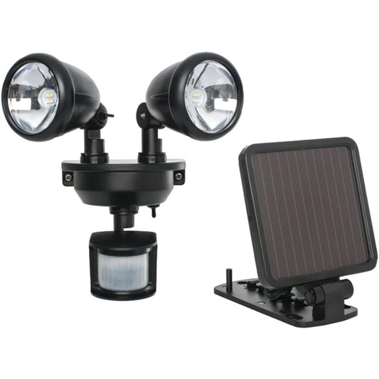 Petra MAXSA Innovations Solar-Powered Dual-Head LED Security Spotlight (Black, Model 44215)