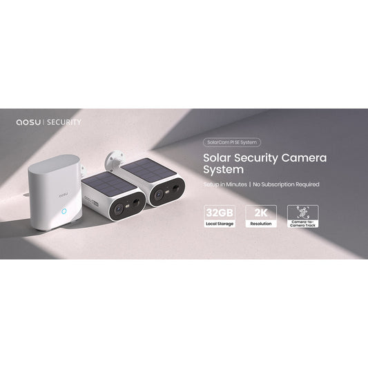 Petra AOSU 2K 3.0MP Dual-Band Outdoor Solar Security Camera Pro System with HomeBase (2-Pack, C8E2DA11)