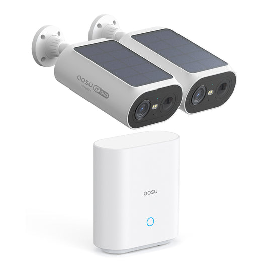 Petra AOSU 2K 3.0MP Dual-Band Outdoor Solar Security Camera Pro System with HomeBase (2-Pack, C8E2DA11)