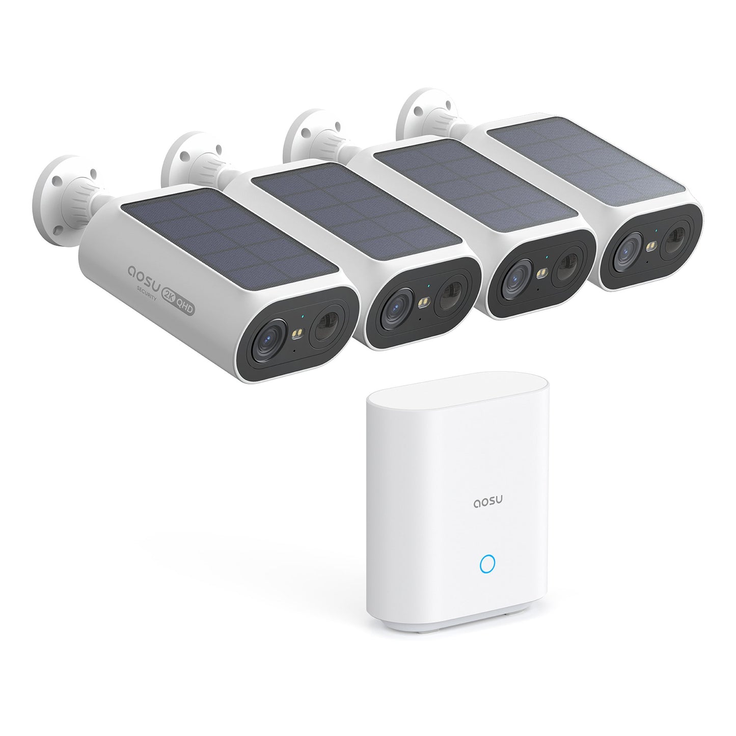 Petra AOSU 2K 3.0MP Dual-Band Outdoor Solar Security Camera Pro System with HomeBase (4-Pack, C8E-4H)