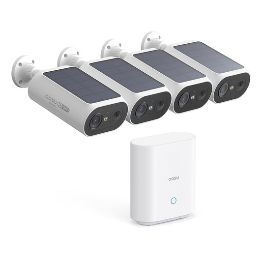 Petra AOSU 2K 3.0MP Dual-Band Outdoor Solar Security Camera Pro System with HomeBase (4-Pack, C8E-4H)