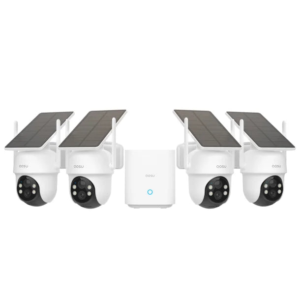 Petra AOSU 2K 3.0MP Dual-Band Solar Security Camera Kit with HomeBase (4-Pack, C9C-4H)