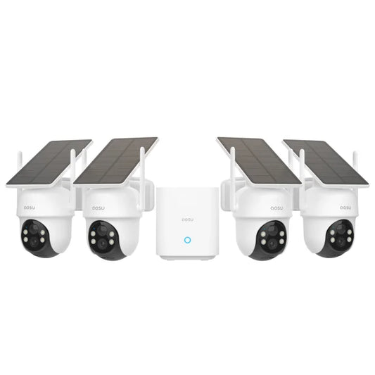 Petra AOSU 2K 3.0MP Dual-Band Solar Security Camera Kit with HomeBase (4-Pack, C9C-4H)