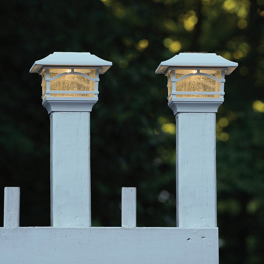 Petra MAXSA Innovations Mission-Style Solar Post Cap & Deck Railing Lights (2-Pack, White)