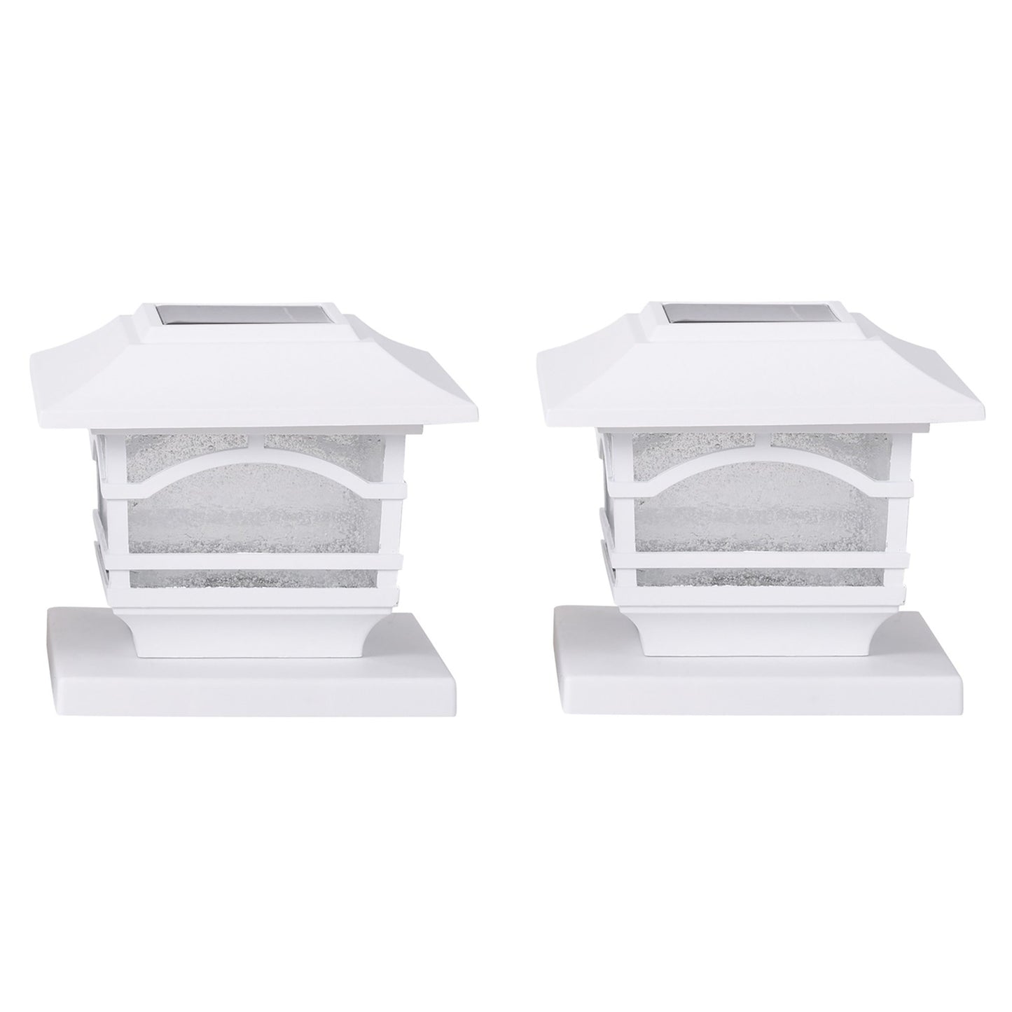 Petra MAXSA Innovations Mission-Style Solar Post Cap & Deck Railing Lights (2-Pack, White)