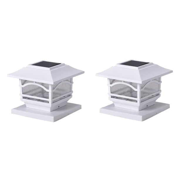 Petra MAXSA Innovations Mission-Style Solar Post Cap & Deck Railing Lights (2-Pack, White)