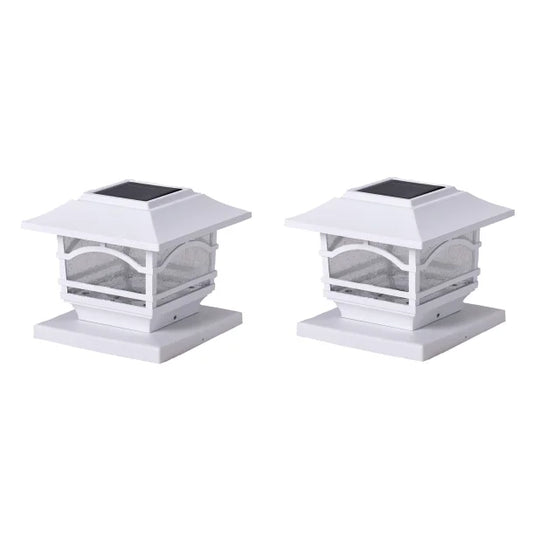Petra MAXSA Innovations Mission-Style Solar Post Cap & Deck Railing Lights (2-Pack, White)