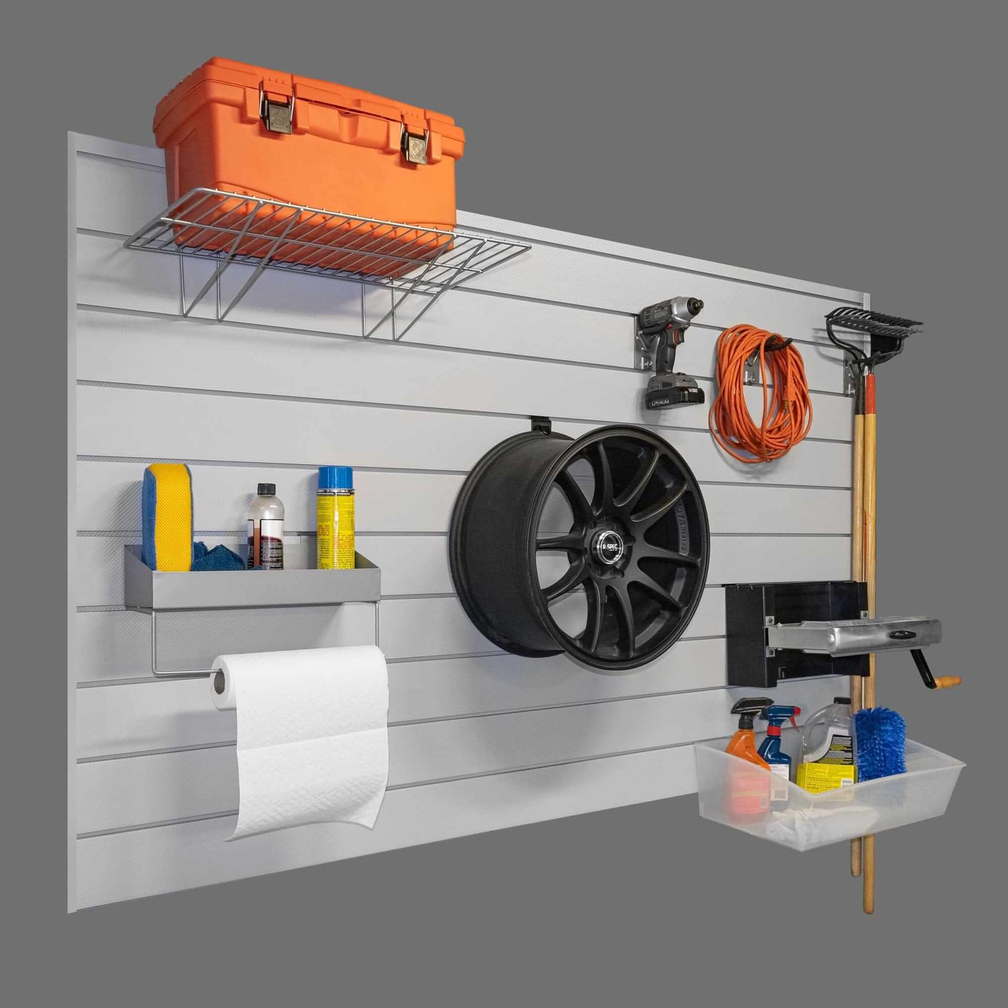 Proslat 8 ft. x 4 ft. PROCORE+ Silver Gray Carbon Fiber Garage Wall Mount Panels - 3 Pack 96 sq ft 87737K