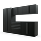 Proslat FusionPlus 10 ft MAX garage cabinet set in Black with Black handles and a Powder Coated worktop