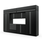 Proslat FusionPlus 13 ft MAX cabinet set with overheads in Black with Silver handles and a Stainless Steel worktop