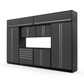 Proslat FusionPlus 13 ft MAX cabinet set with overheads in Traffic Gray with Silver handles and a Powder Coated worktop