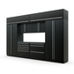 Proslat FusionPlus 13 ft TOOL garage cabinet set with overheads in Black with Silver handles and a Stainless Steel worktop