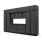 Proslat FusionPlus 13 ft TOOL garage cabinet set with overheads in Traffic Gray with Black handles and a Powder Coated worktop