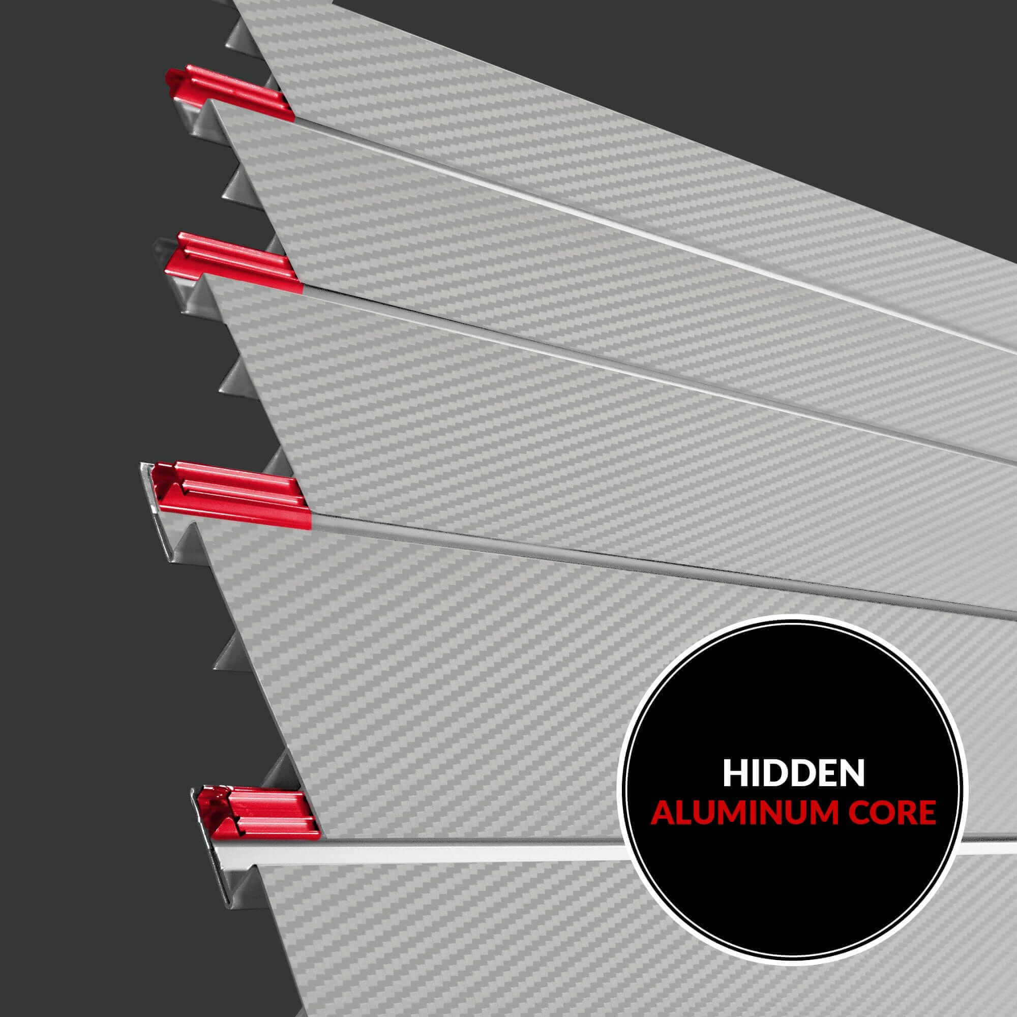 Proslat 8 ft.  x 4 ft. PROCORE+ Silver Gray Carbon Fiber PVC Slatwall – 4 Pack 128 sq ft 87747K