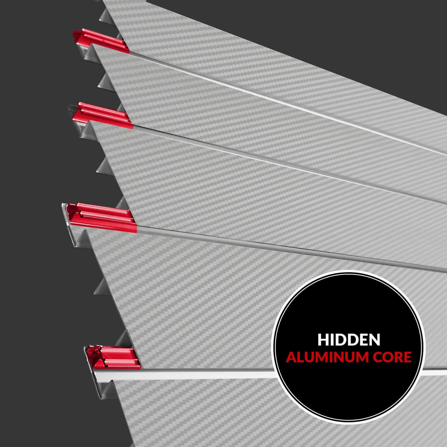 Proslat 8 ft.  x 4 ft. PROCORE+ Silver Gray Carbon Fiber PVC Slatwall – 4 Pack 128 sq ft 87747K