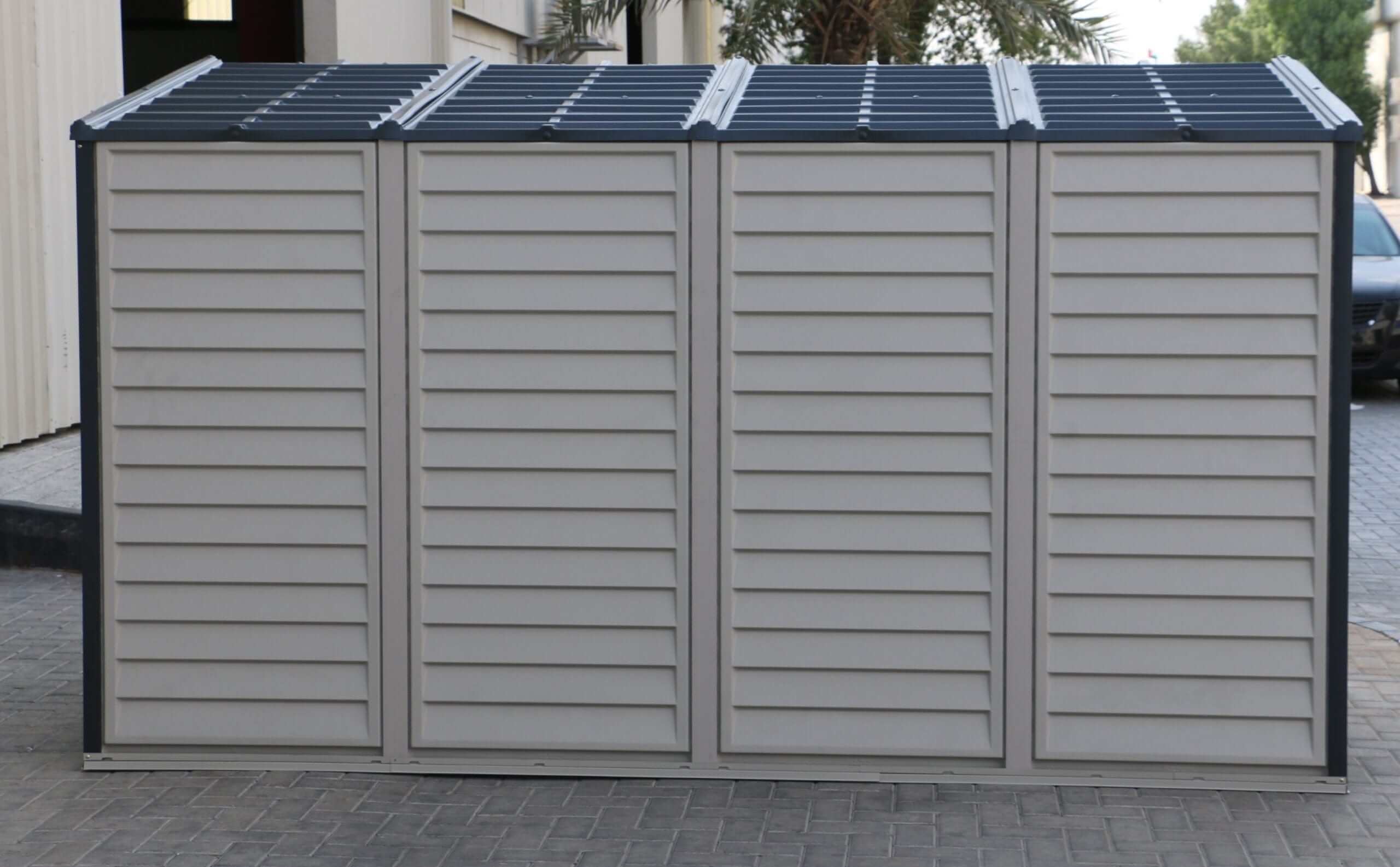Duramax 4x10 Sidemate Shed w/ Foundation Adobe Side View 36725