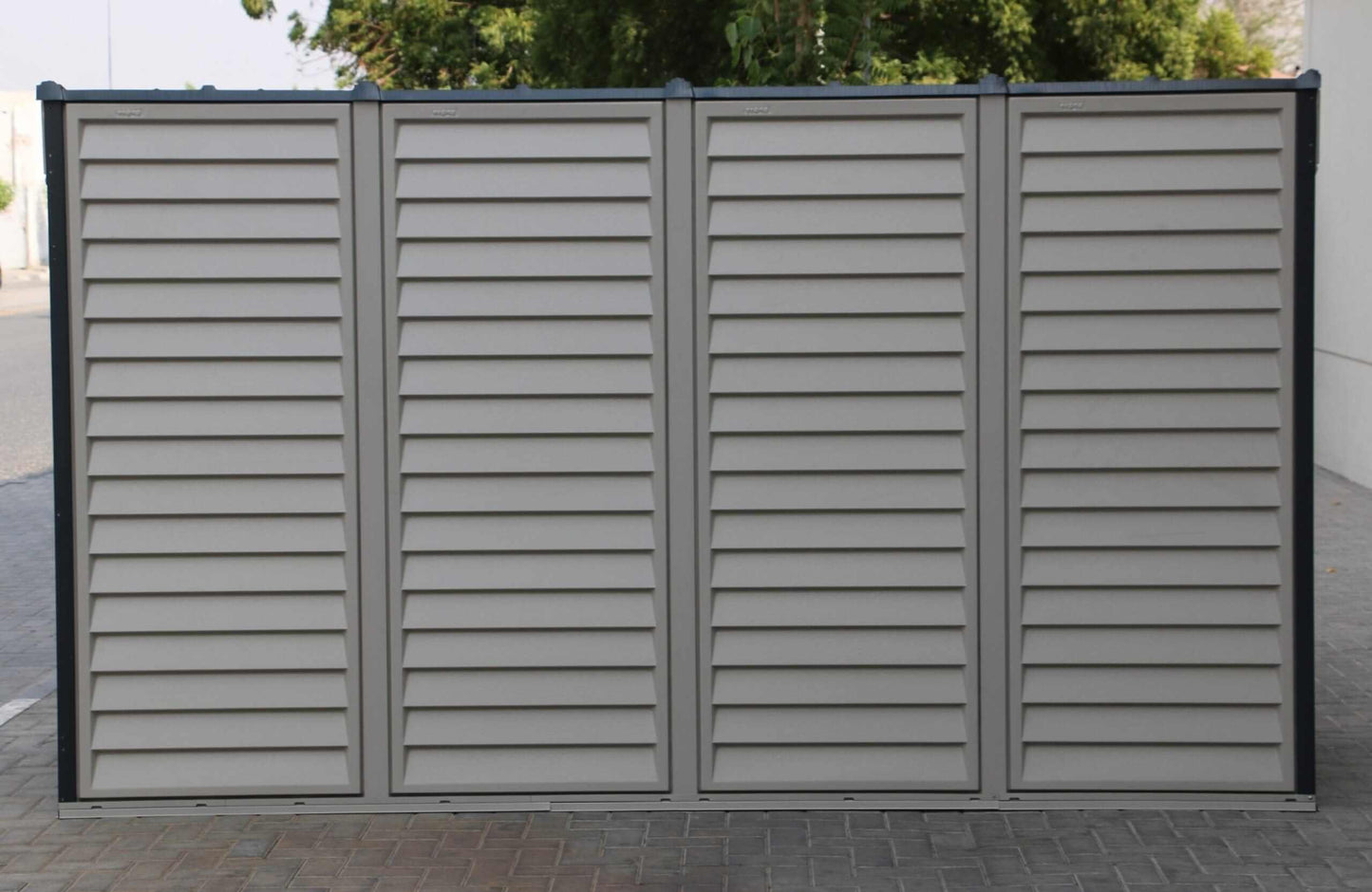 Duramax 4x10 Adobe Vinyl Storage Shed Side View 36725