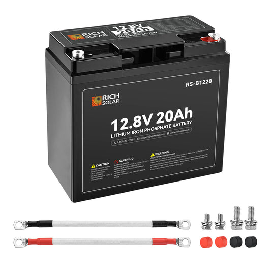 Rich Solar 12V 20Ah LiFePO4 Lithium Battery (256Wh) | Grade A+ Cells