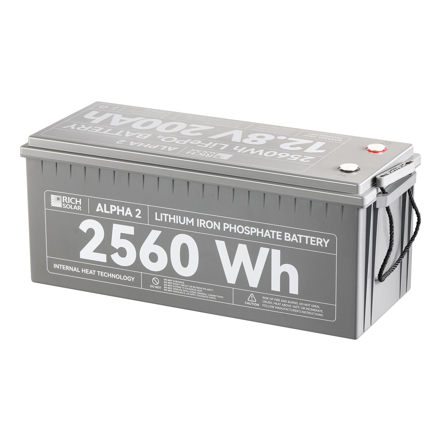 RICH SOLAR Alpha 2 12V 200Ah LiFePO4 Lithium Iron Phosphate Battery (2560Wh)