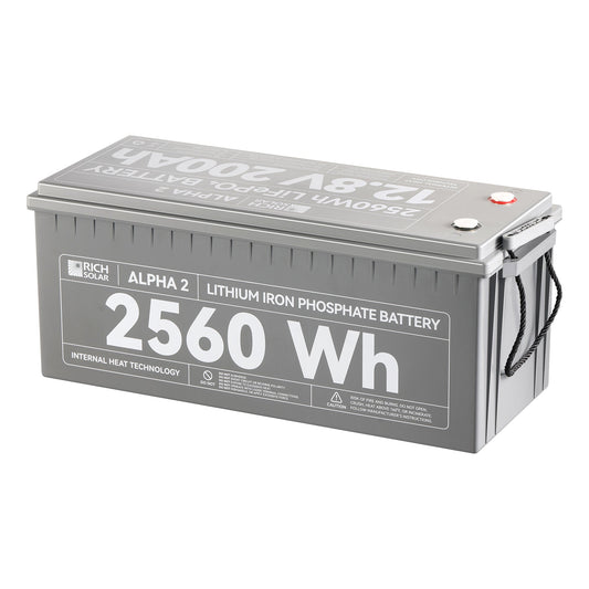 RICH SOLAR Alpha 2 12V 200Ah LiFePO4 Lithium Iron Phosphate Battery (2560Wh)